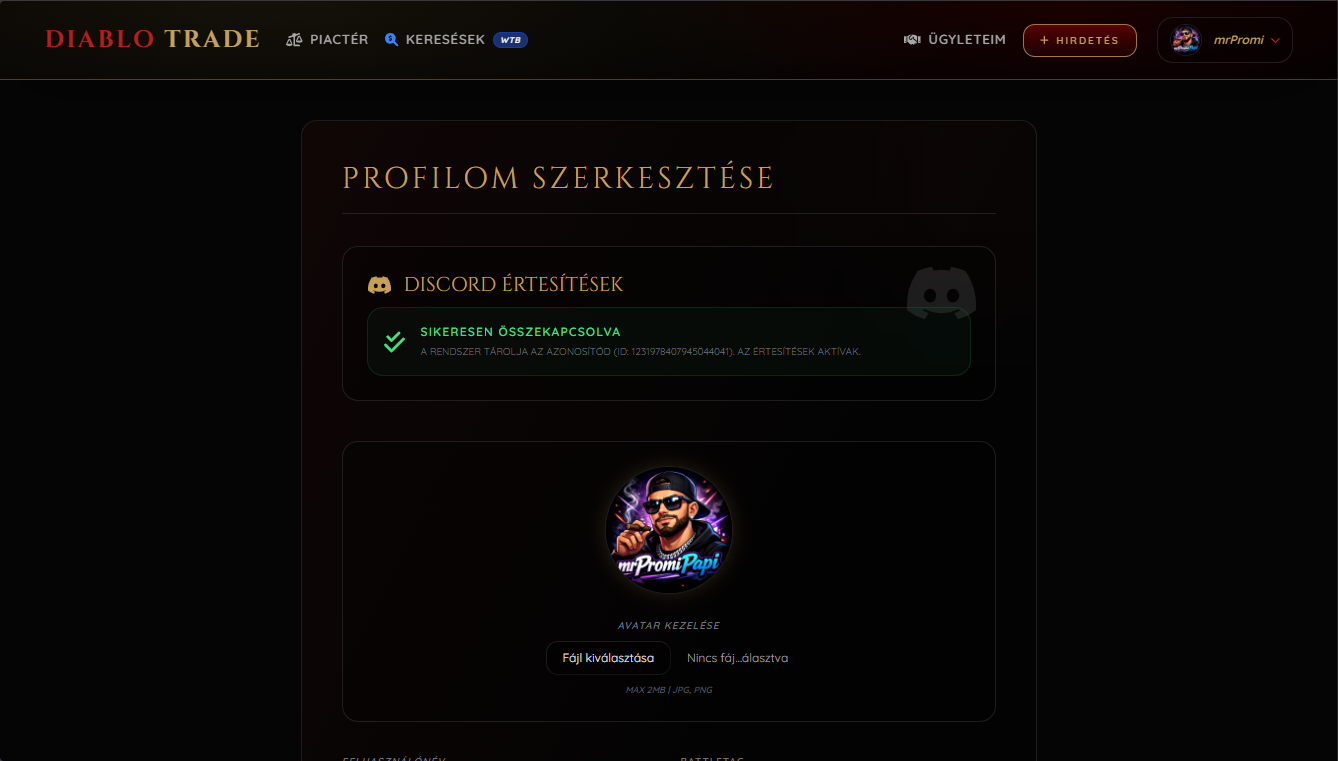 Profil szerkesztés